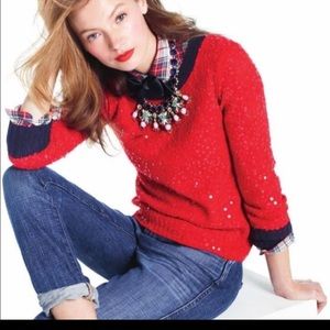 J.crew red sequin sweater, size small
